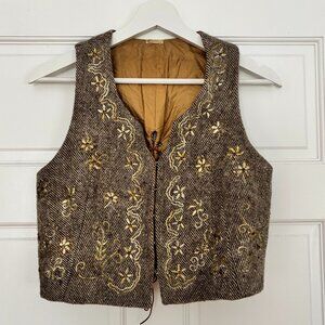 DOSA Christina Kim Tweed Wool Vest Embroidered Lagenlook Art To Wear Size 1 Smal